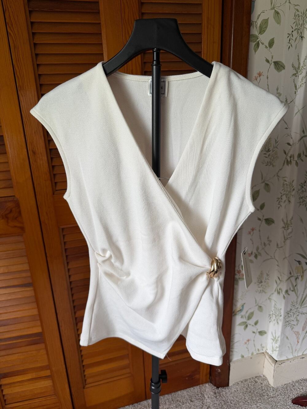 NWT MAEVE by ANTHROPOLOGIE Ivory Gold Detail Top Sz XS